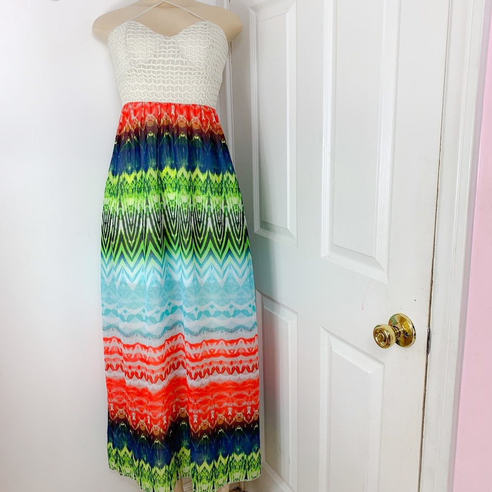 Body Central SZ M Multicolor Beach Maxi Dress ....